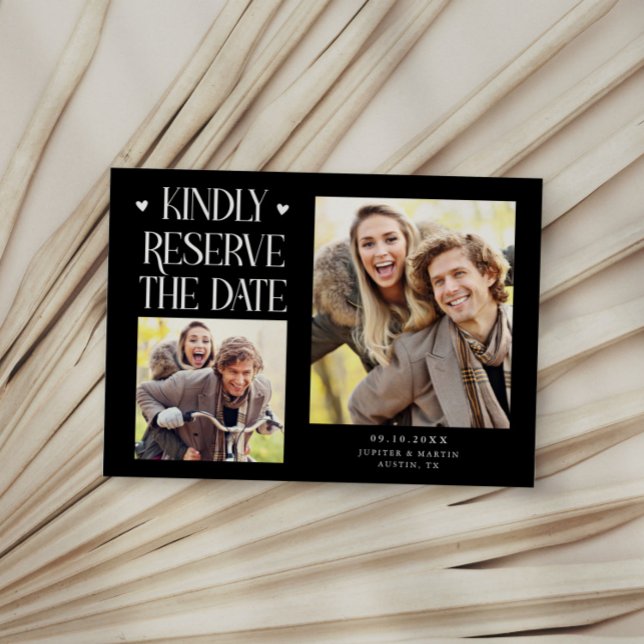Save The Date Réservez aimablement 2-Photo Mariage Noir (Créateur téléchargé)