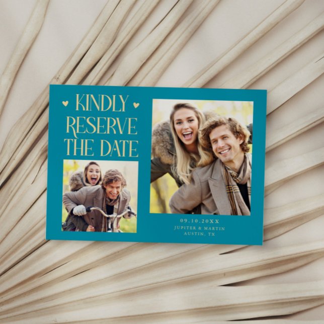 Save The Date Réservez gentiment 2-Photo Aqua Mariage (Créateur téléchargé)
