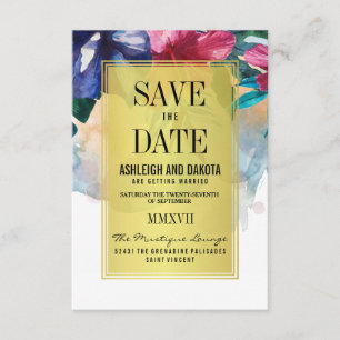 Save The Date Réservez la date   Fleurs d'aquarelle tropicale