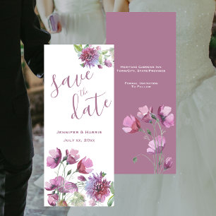 Save The Date Réservez la date Floral pourpre aquarelle