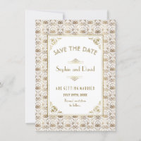 Réservez la date | Gold White Roaring 20s Art Déco