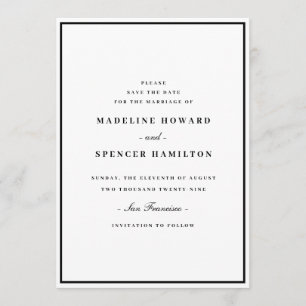 Save The Date Réservez la Date Mariage Minimaliste Simple Élég