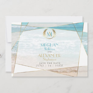 Save The Date Réservez la Date Monogramme Moderne Géométrique