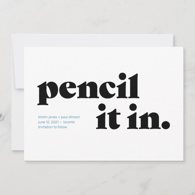Save The Date Réservez-le au crayon Enregistrer la date typograp (Devant)