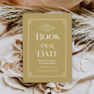 Save The Date Réservez notre date Antique Gold Vintage Cover Mar