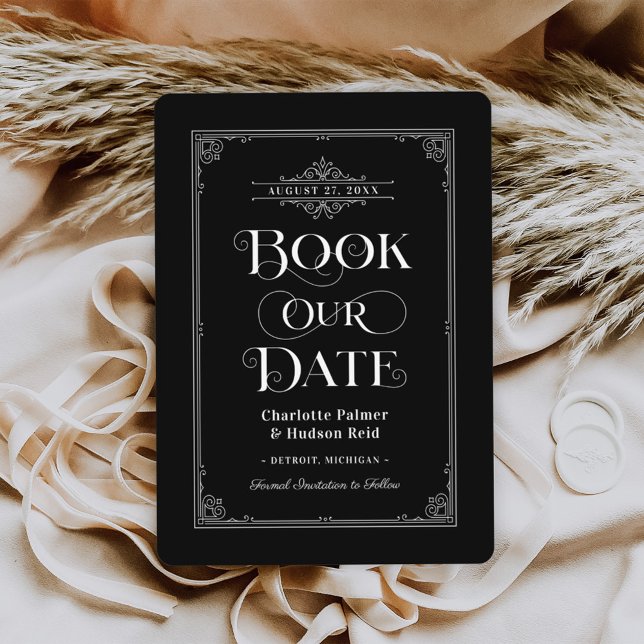 Save The Date Réservez notre date Vintage noir Mariage de couver (Créateur téléchargé)