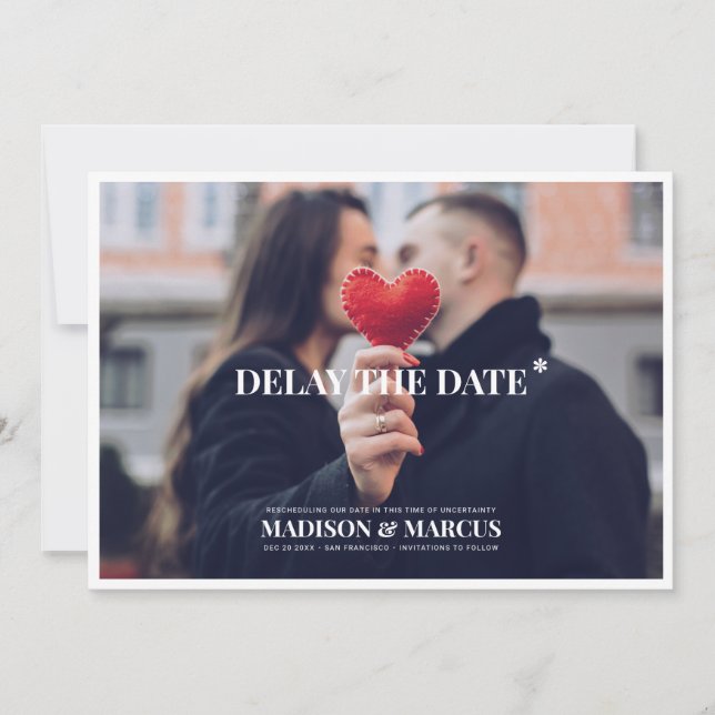 Save The Date Retarder la date du Mariage photo personnalisé (Devant)