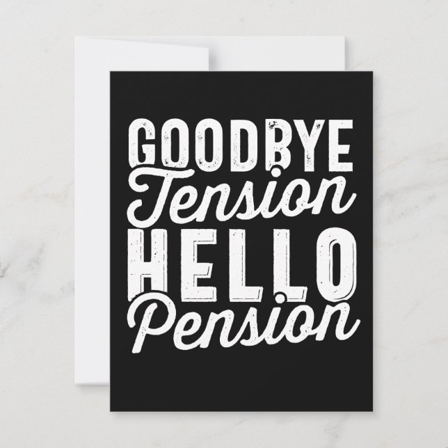 Save The Date Retirement Venin, Goodbye Tension Hello Pension (Devant)