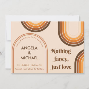 Save The Date Rétro Années 70 Arches Marron Minimaliste Bohème