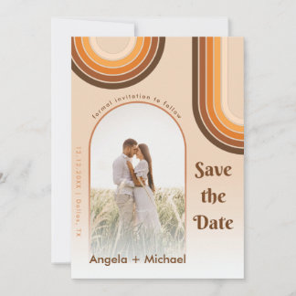 Save The Date Rétro Arc-en-ciel Photo Bouffon Années 70 Branché