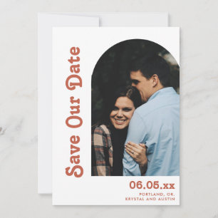 Save The Date Rétro Arche & Type Terracotta Code QR Photo Mariag