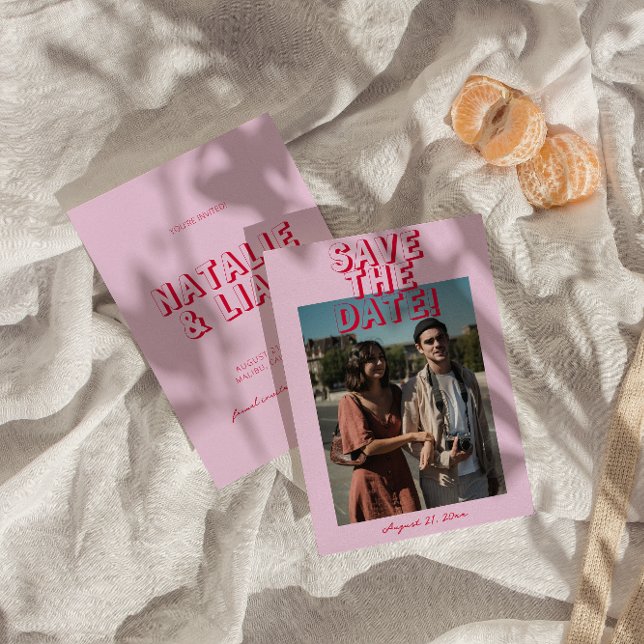 Save The Date Retro Bright Funky Bold Modern Photo Mariage (Créateur téléchargé)