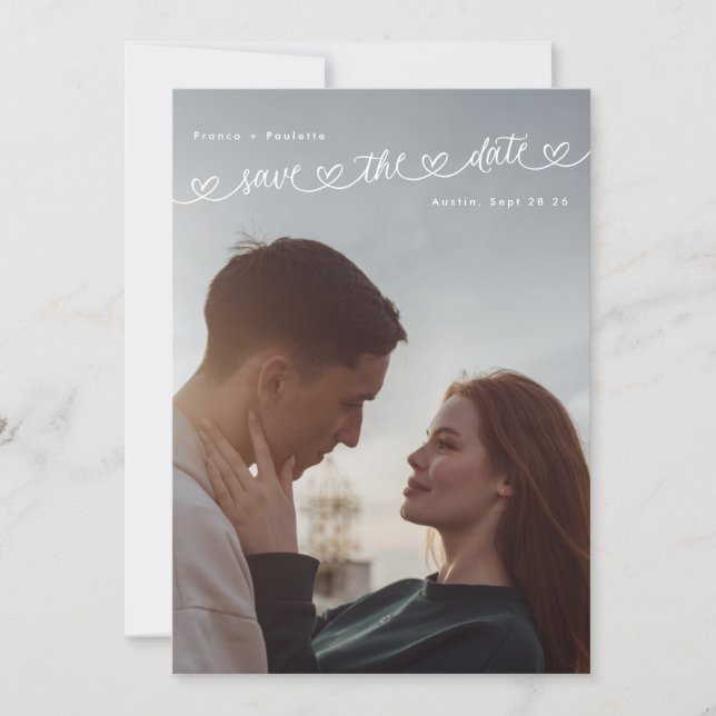 Save The Date Retro College Sweethearts Photo Wedding (Devant)