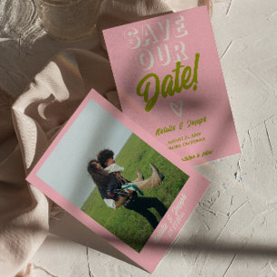 Save The Date Retro Colorful Funky Bold Moderne Mariage unique