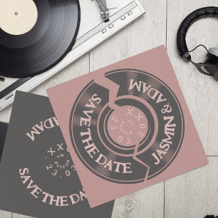 Save The Date Retro Dusty Rose Vinyl Record Mariage Super