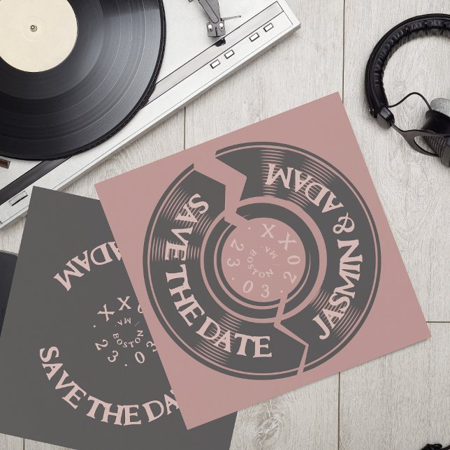 Save The Date Retro Dusty Rose Vinyl Record Mariage Super (Créateur téléchargé)