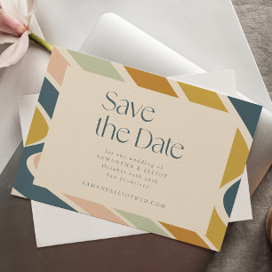 Save The Date Retro Earthy Boho Abstrait Wavy Pastel Mariage