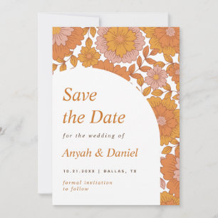 Save The Date Rétro Floral Simple Minimaliste 60s les années 70