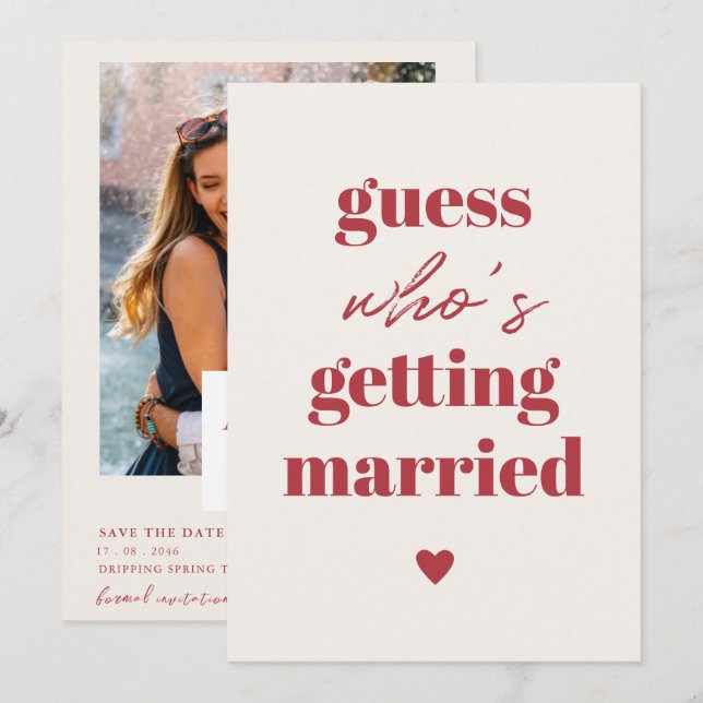 Save The Date Retro Funny Typographie Mariage enregistrer la dat (Devant / Derrière)
