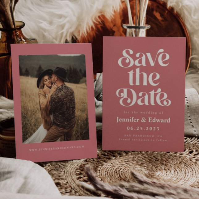Save The Date Rétro Mariage rose Enregistrer La Date (Créateur téléchargé)