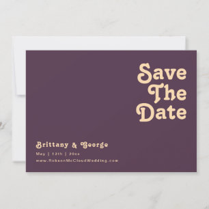Save The Date Rétro moderne   Horizontal pourpre foncé