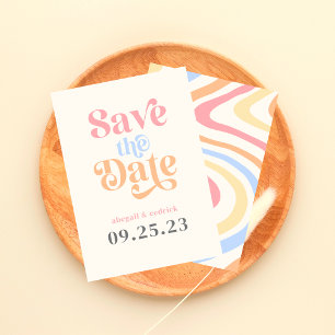 Save The Date Rétro Moderne Minimaliste Pastel Mariage d'été