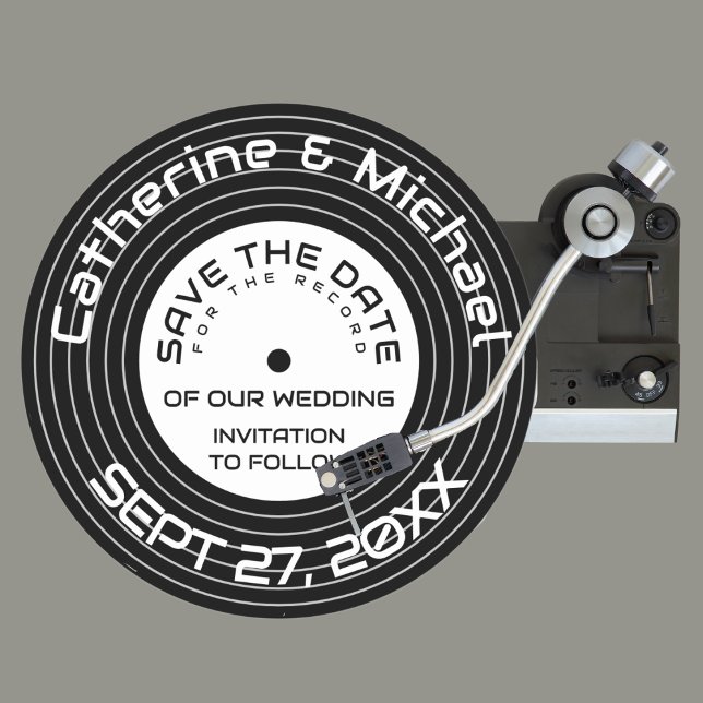 Save The Date Retro Music Vinyl Enregistrer Unique Enregistrer L (Créateur téléchargé)