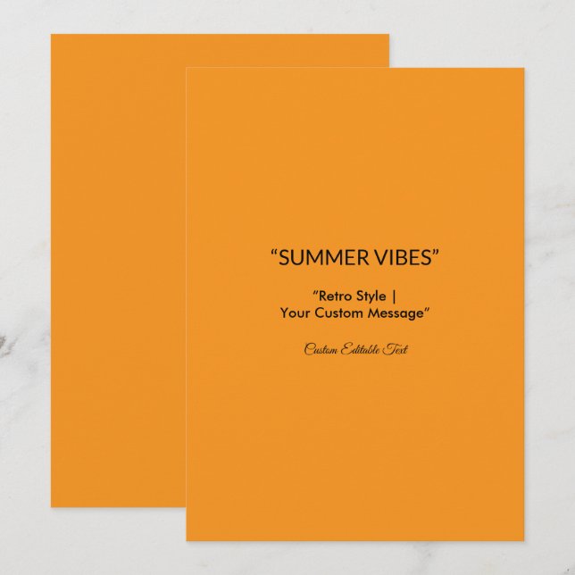 Save The Date Retro Orange Texture - Vibes d'été Art (Devant / Derrière)