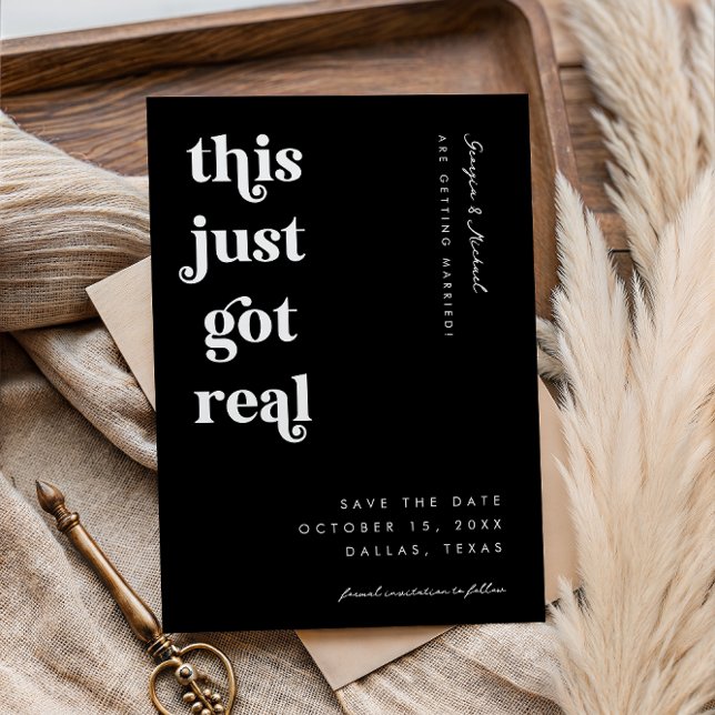 Save The Date Rétro Script Ça Devient Réel Drôle Gras Mariage (Créateur téléchargé)