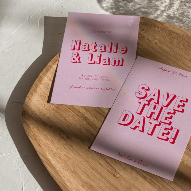 Save The Date Retro Simple Bright Funky Bold Modern Mariage (Créateur téléchargé)