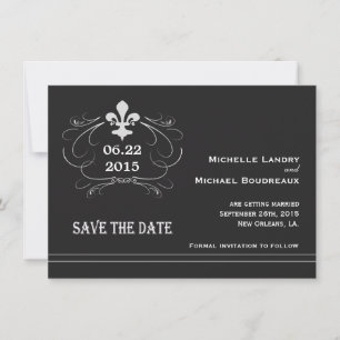 Save The Date Rétro Style Fleur de Lis Save élégant la date
