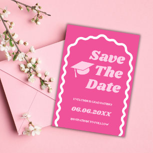 Save The Date Retro Super Gras Rose Wavy Grad Casquette Grad Gra