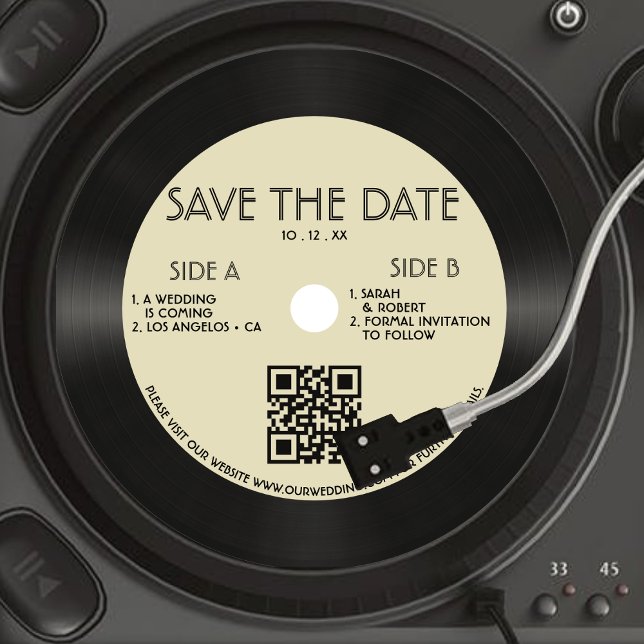 Save The Date Retro Tan Vinyl Enregistrement Mariage Enregistrer (Retro Tan Vinyl Record Wedding Save The Date)