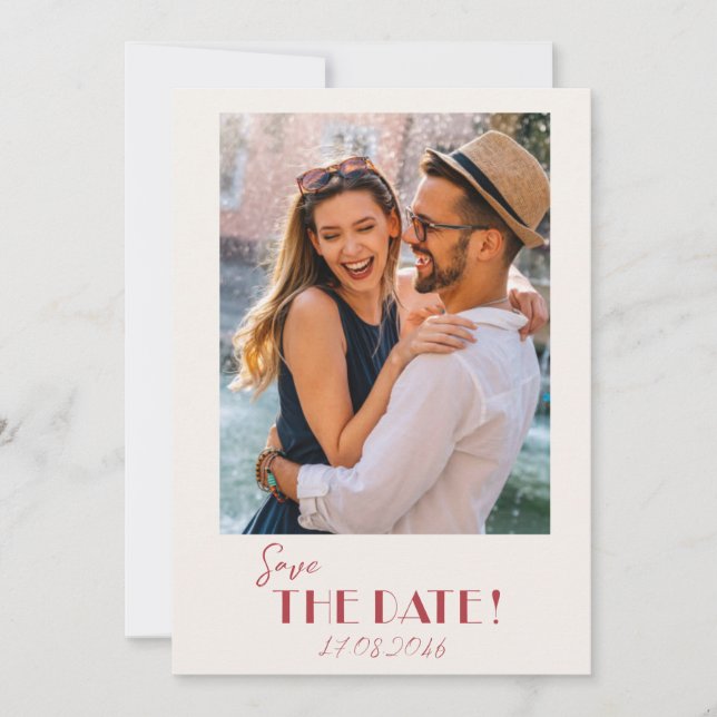 Save The Date Retro Texte et mariage photo enregistrer la date (Devant)