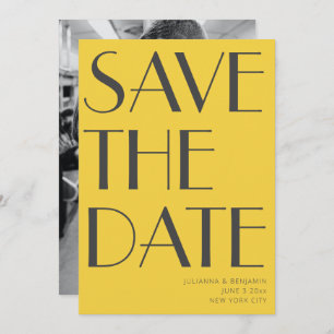 Save The Date Retro Vibrant Jaune Art Déco Editorial Chic Photo