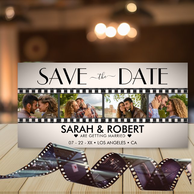 Save The Date Retro Vignette Photo Collage bande film (Retro Vignette Photo Collage Film Strip Save The Date)