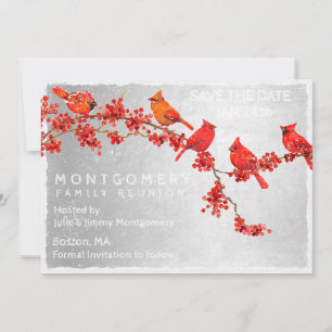 Save The Date Retrouvailles familiales Cardinaux rouges hiver