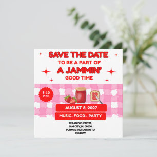 SAVE THE DATE RÉUNION DE FAMILLE BBQ ROUGE CARRÉ 5.25 X 5.25 JAM