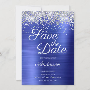 Save The Date Réunion de famille ombrée bleu saphir paillettes a