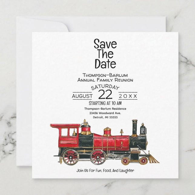 Save The Date Réunion de la famille du train rouge (Red Train Family Reunion Save The Date)