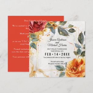 Save The Date Rêves de marbre de luxe : Orange Rose Elegance