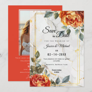 Save The Date Rêves de marbre : Orange Rose Elegance Collection