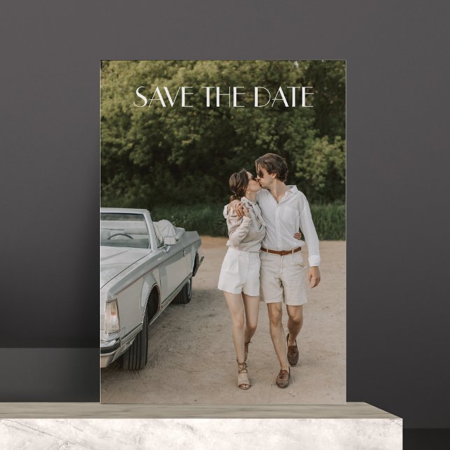 Save The Date Revêtement blanc moderne Art Déco Deux Mariages ph (Créateur téléchargé)