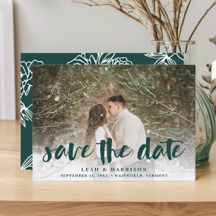 Save The Date Revêtement brossé avec fond floral   Photo