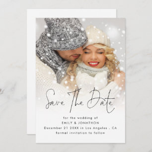 Save The Date Revêtement photo moderne QR Code Mariage hivernal