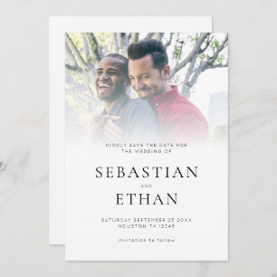 Save The Date Revêtement photo moderne QR Mariage gay Enregistre