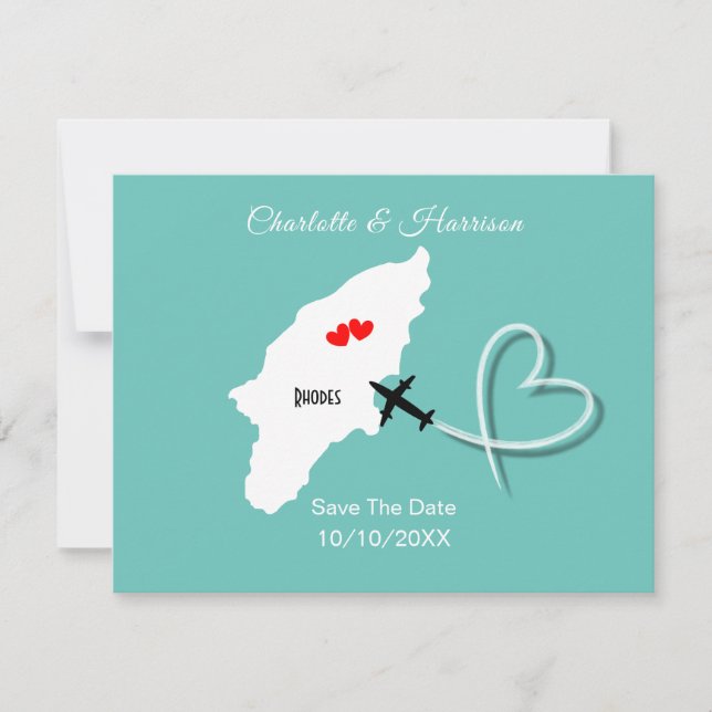 Save The Date Rhodes Destination Mariage Grec Enregistrer La Dat (Devant)