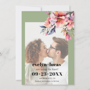 Save The Date Rhododendron fleurs rose pêche photo mariage