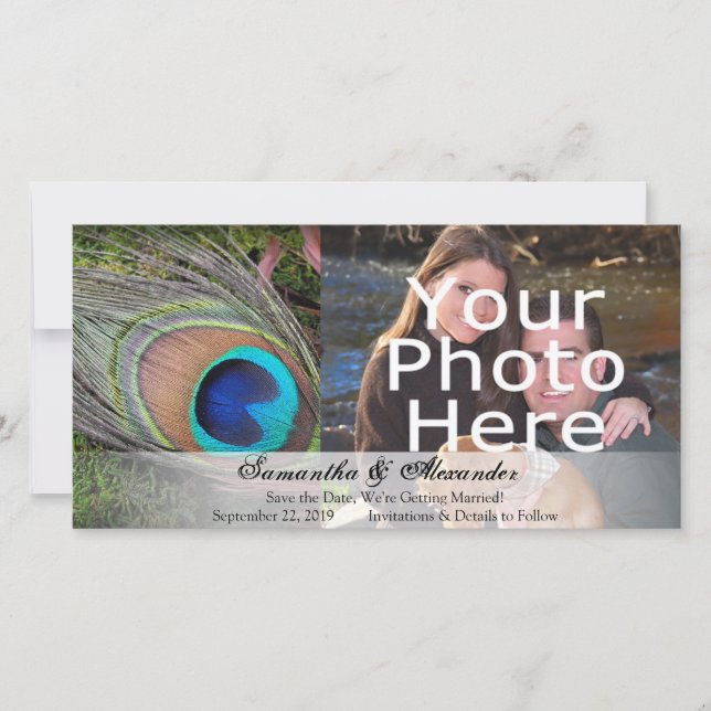 Save The Date Rich Peacock Feed avec mousse verte (Devant)