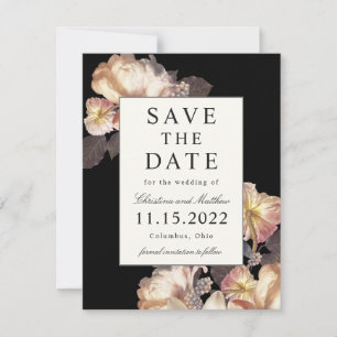 Save The Date Riche Moody Floral Sauvez la date avec photo sur l